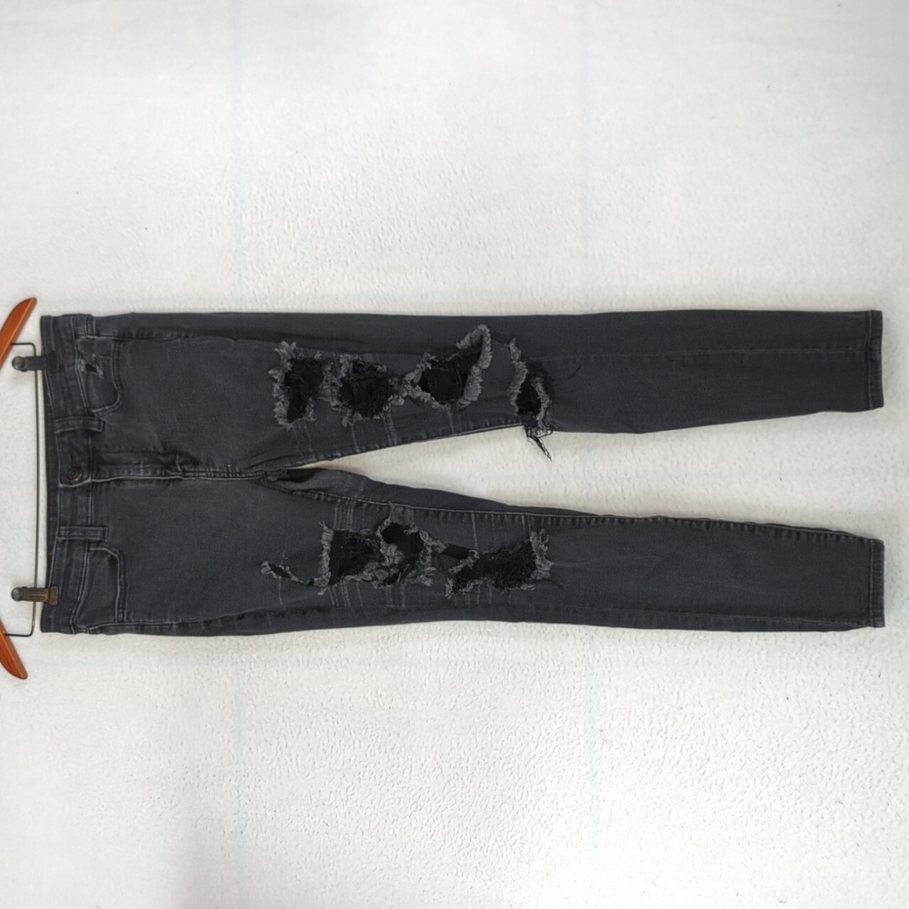 American Eagle Black Distressed Next Level Stretch Skinnyβ Jeans 8